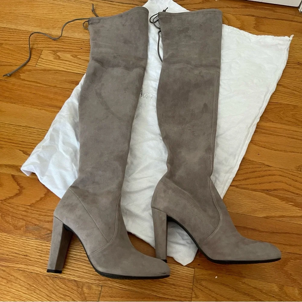 Stuart Weitzman Highland Over the Knee boots in Grey Seude Women’s Size 6 - Picture 7 of 15